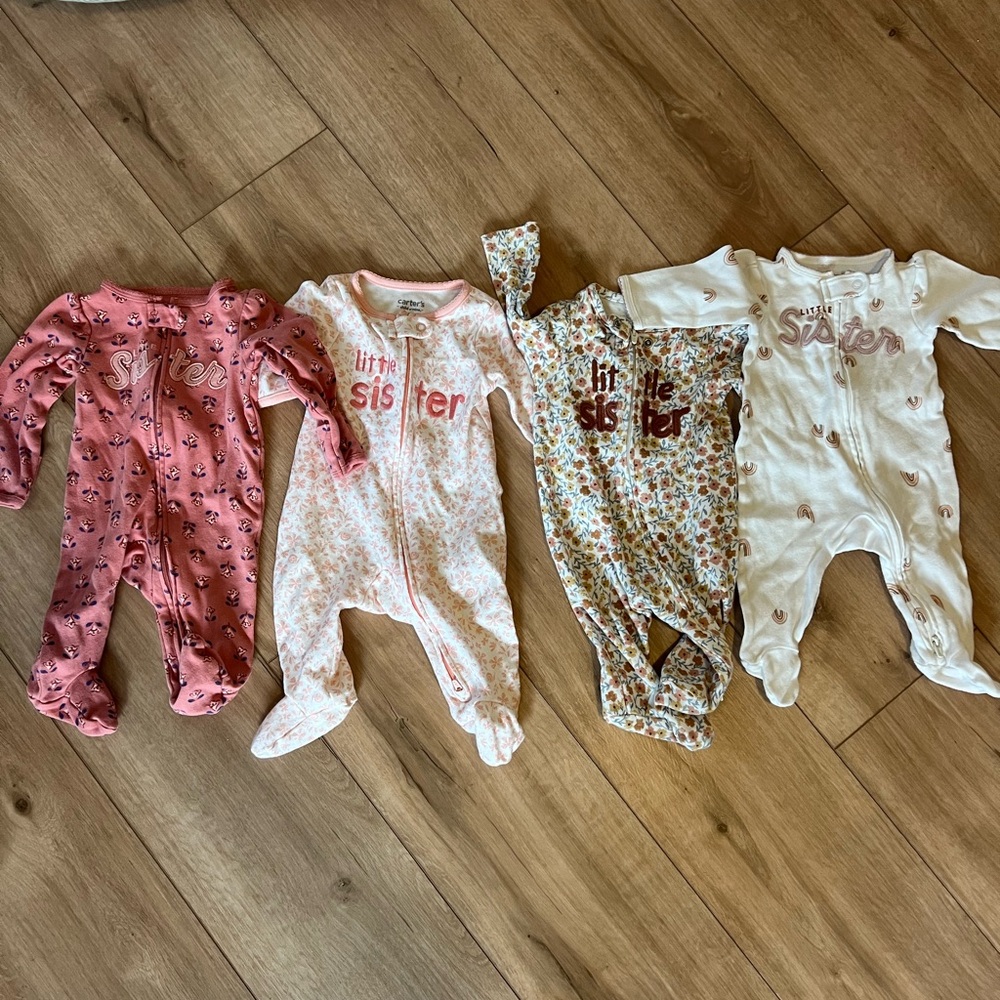 Carters little sister PJ bundle. 0-3 and 3 month.